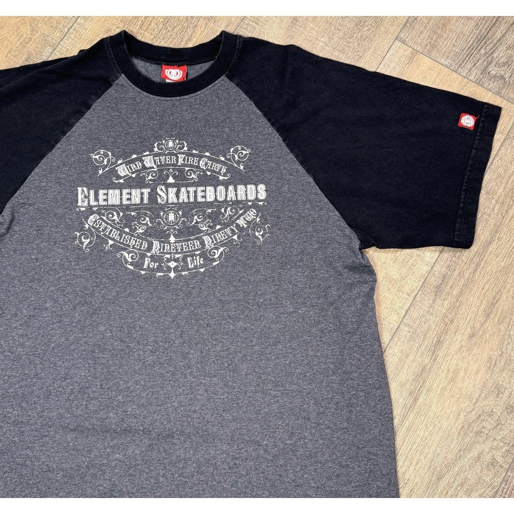 Vintage Y2k Element Skateboards Earth Wind Water Fire Logo Print T Shirt Mens L